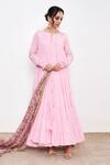 Shop_Itraake_Pink Mul Printed Floral Raag Anarkali Set With Chanderi Dupatta _Online_at_Aza_Fashions