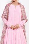 Itraake_Pink Mul Printed Floral Raag Anarkali Set With Chanderi Dupatta _at_Aza_Fashions
