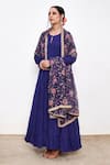 Buy Itraake Blue Mul Printed Floral Round Anarkali Set With Dupatta at Aza Fashions Buy_Itraake_Blue Mul Printed Floral Round Anarkali Set With Dupatta _at_Aza_Fashions
