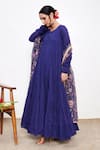 Buy Itraake Blue Mul Printed Floral Round Anarkali Set With Dupatta Online at Aza Fashions Buy_Itraake_Blue Mul Printed Floral Round Anarkali Set With Dupatta _Online_at_Aza_Fashions