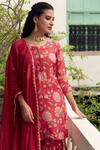 Shop_Itraake_Pink Cotton Silk Floral Print Kurta Set_Online_at_Aza_Fashions
