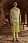 Itrh_Silver Lampi Lining Cotton Mul Nehru Jacket_Online_at_Aza_Fashions