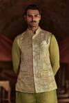 Buy_Itrh_Silver Lampi Lining Cotton Mul Nehru Jacket_Online_at_Aza_Fashions