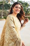 Shop_Itrh_Beige Chanderi Round Kurta Sharara Set  _at_Aza_Fashions