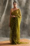 Buy_Itrh_Green Saree Silk Organza Blouse Lampi Lining Cotton With  _at_Aza_Fashions