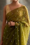 Shop_Itrh_Green Saree Silk Organza Blouse Lampi Lining Cotton With  _Online_at_Aza_Fashions