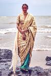 Buy_Itrh_Green Crepe Woven Saree With Blouse_at_Aza_Fashions