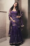 Buy_Itrh_Purple Chanderi Kurta Sharara Set_at_Aza_Fashions
