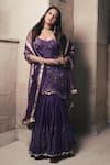 Itrh_Purple Chanderi Kurta Sharara Set_Online_at_Aza_Fashions