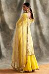 Shop_Itrh_Yellow Kurta Cotton Dupatta Silk Organza Sharara Striped Set For Women_at_Aza_Fashions