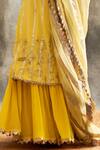 Itrh_Yellow Kurta Cotton Dupatta Silk Organza Sharara Striped Set For Women_at_Aza_Fashions