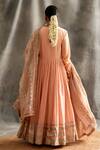 Shop_Itrh_Peach Angarkha Jacquard Cotton Dupatta Silk Organza Churidar Angrakha Set _at_Aza_Fashions