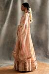 Shop_Itrh_Peach Angarkha Jacquard Cotton Dupatta Silk Organza Churidar Angrakha Set _Online_at_Aza_Fashions