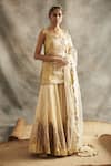 Buy_Itrh_Gold Silk Chanderi Sweetheart Neck Zari Kurta And Palazzo Set  _at_Aza_Fashions