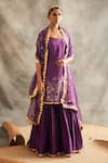 Buy_Itrh_Purple Silk Chanderi Kurta And Sharara Set_at_Aza_Fashions