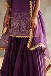 Buy_Itrh_Purple Silk Chanderi Kurta And Sharara Set_Online_at_Aza_Fashions