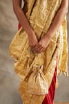 Itrh_Gold Pure Crepe V Neck Zari Saree With Blouse  _Online_at_Aza_Fashions