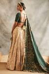 Shop_Itrh_Gold Organza V Neck Woven Zari Bridal Lehenga Set _at_Aza_Fashions