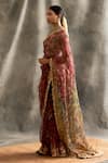 Itrh_Multi Color Hand Painted Silk Organza Saree_Online_at_Aza_Fashions