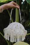Shop_Nayaab By Sonia_White Pearls, Stones Embroidered Clutch _at_Aza_Fashions