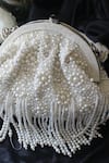 Nayaab By Sonia_White Pearls, Stones Embroidered Clutch _at_Aza_Fashions