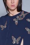 Shop_Shahin Mannan_Blue Double Crepe Round Embroidered Cape Jacket  _Online_at_Aza_Fashions