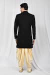 Shop_Arihant Rai Sinha_Black Embossed Fabric Asymmetric Sherwani Set_at_Aza_Fashions