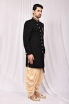Arihant Rai Sinha_Black Embossed Fabric Asymmetric Sherwani Set_Online_at_Aza_Fashions