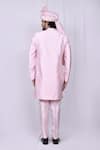 Shop_Khwaab by Sanjana Lakhani_Pink Art Silk Full Sleeve Sherwani Set_at_Aza_Fashions