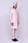 Khwaab by Sanjana Lakhani_Pink Art Silk Full Sleeve Sherwani Set_Online_at_Aza_Fashions