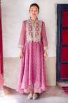 Buy_Myoho_Pink Cotton Silk Kathiawadi Embroidered Kurta_at_Aza_Fashions