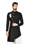 Buy_Arihant Rai Sinha_Black Jacquard Asymmetric Kurta And Dhoti Pant Set_at_Aza_Fashions