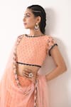 Buy_Pooja Rajgarhia Gupta_Pink Georgette Embroidery Boat Printed Lehenga Set _Online_at_Aza_Fashions