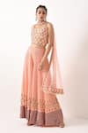 Pooja Rajgarhia Gupta_Pink Net, Georgette Round Printed Gharara Set _Online_at_Aza_Fashions