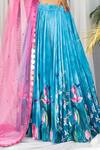 Shop_Izzumi Mehta_Blue Crepe Leaf Neck Printed Lehenga Set _at_Aza_Fashions