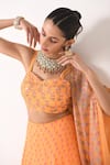 Pooja Rajgarhia Gupta_Orange Georgette Embroidery Sweetheart Neck Printed Lehenga Set_Online_at_Aza_Fashions
