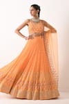 Buy_Pooja Rajgarhia Gupta_Orange Georgette Embroidery Sweetheart Neck Printed Lehenga Set_at_Aza_Fashions