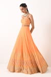 Shop_Pooja Rajgarhia Gupta_Orange Georgette Embroidery Sweetheart Neck Printed Lehenga Set_at_Aza_Fashions