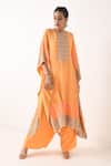 Buy_Pooja Rajgarhia Gupta_Orange Crepe Round Printed Kaftan Tunic And Pant Set _Online_at_Aza_Fashions