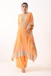 Buy_Pooja Rajgarhia Gupta_Orange Crepe Round Printed Kaftan Tunic And Pant Set _at_Aza_Fashions