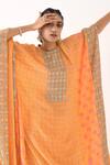 Shop_Pooja Rajgarhia Gupta_Orange Crepe Round Printed Kaftan Tunic And Pant Set _Online_at_Aza_Fashions