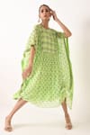 Buy_Pooja Rajgarhia Gupta_Green Georgette Round Printed Kaftan _at_Aza_Fashions