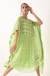 Buy_Pooja Rajgarhia Gupta_Green Georgette Round Printed Kaftan _Online_at_Aza_Fashions