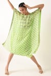 Pooja Rajgarhia Gupta_Green Georgette Round Printed Kaftan _Online_at_Aza_Fashions