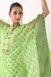 Pooja Rajgarhia Gupta Green Crepe, Georgette Round Printed Kaftan Tunic And Pant Set at Aza Fashions Pooja Rajgarhia Gupta_Green Crepe, Georgette Round Printed Kaftan Tunic And Pant Set _at_Aza_Fashions
