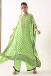 Buy Pooja Rajgarhia Gupta Green Crepe, Georgette Round Printed Kaftan Tunic And Pant Set Online at Aza Fashions Buy_Pooja Rajgarhia Gupta_Green Crepe, Georgette Round Printed Kaftan Tunic And Pant Set _Online_at_Aza_Fashions