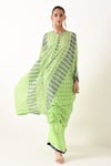 Shop Pooja Rajgarhia Gupta Green Crepe, Georgette Round Printed Kaftan Tunic And Pant Set at Aza Fashions Shop_Pooja Rajgarhia Gupta_Green Crepe, Georgette Round Printed Kaftan Tunic And Pant Set _at_Aza_Fashions