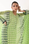 Shop Pooja Rajgarhia Gupta Green Crepe, Georgette Round Printed Kaftan Tunic And Pant Set Online at Aza Fashions Shop_Pooja Rajgarhia Gupta_Green Crepe, Georgette Round Printed Kaftan Tunic And Pant Set _Online_at_Aza_Fashions