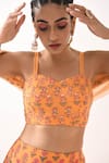 Buy_Pooja Rajgarhia Gupta_Orange Georgette Embroidery Sweetheart Neck Printed Lehenga Set_Online_at_Aza_Fashions