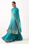 Buy_Pooja Rajgarhia Gupta_Blue Organza, Georgette Round Embroidered Kurta Set _Online_at_Aza_Fashions
